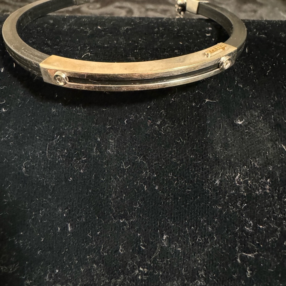 Pandora Rubber and Silver/Diamond Bracelet